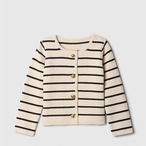 Striped Kids Cardigan - Cream and Black